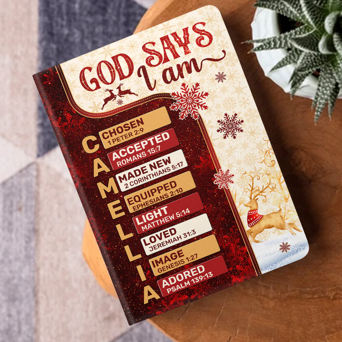 God Says I Am - Personalized Leather Cover Notebook TD118 - Image 4