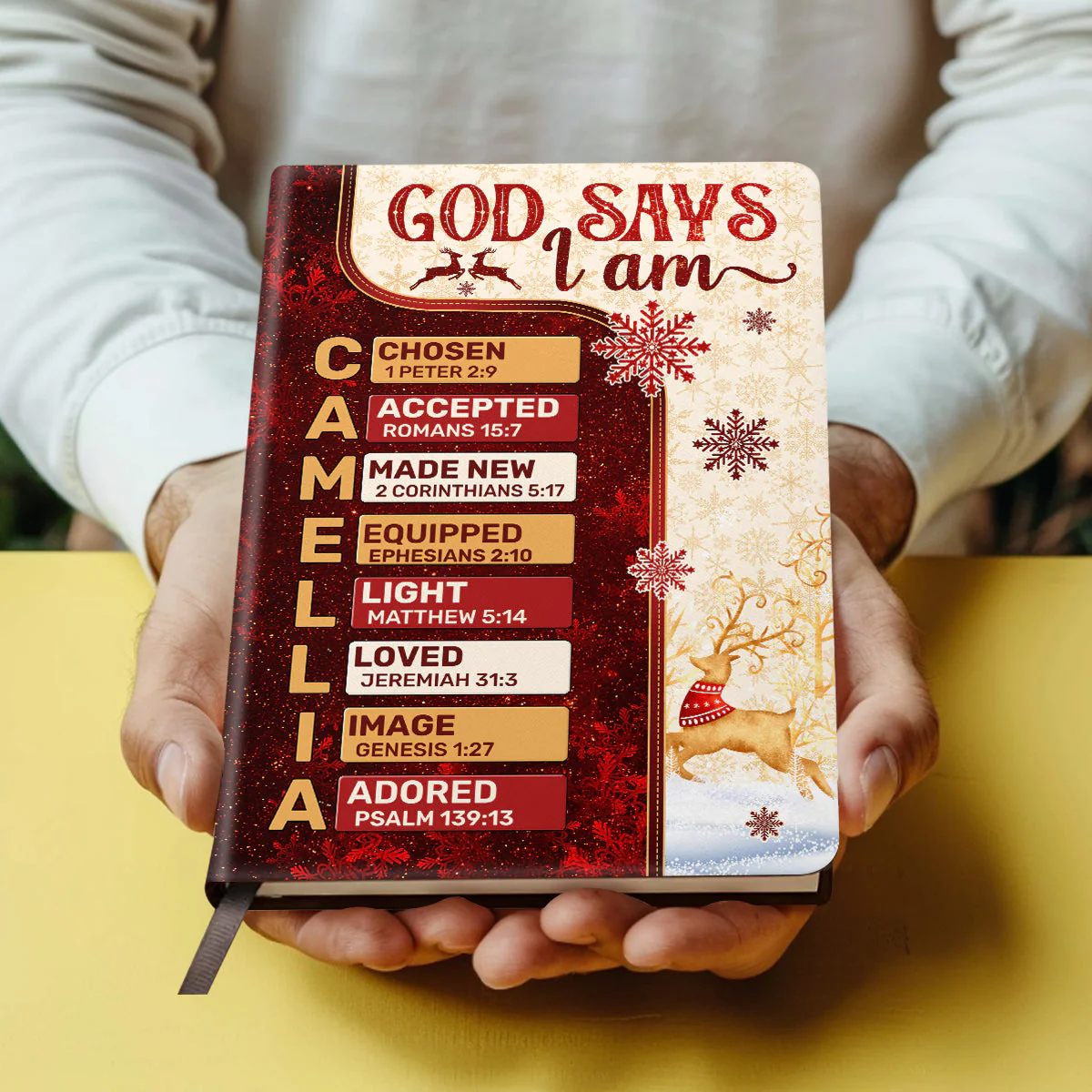 God Says I Am - Personalized Leather Cover Notebook TD118 - Image 5
