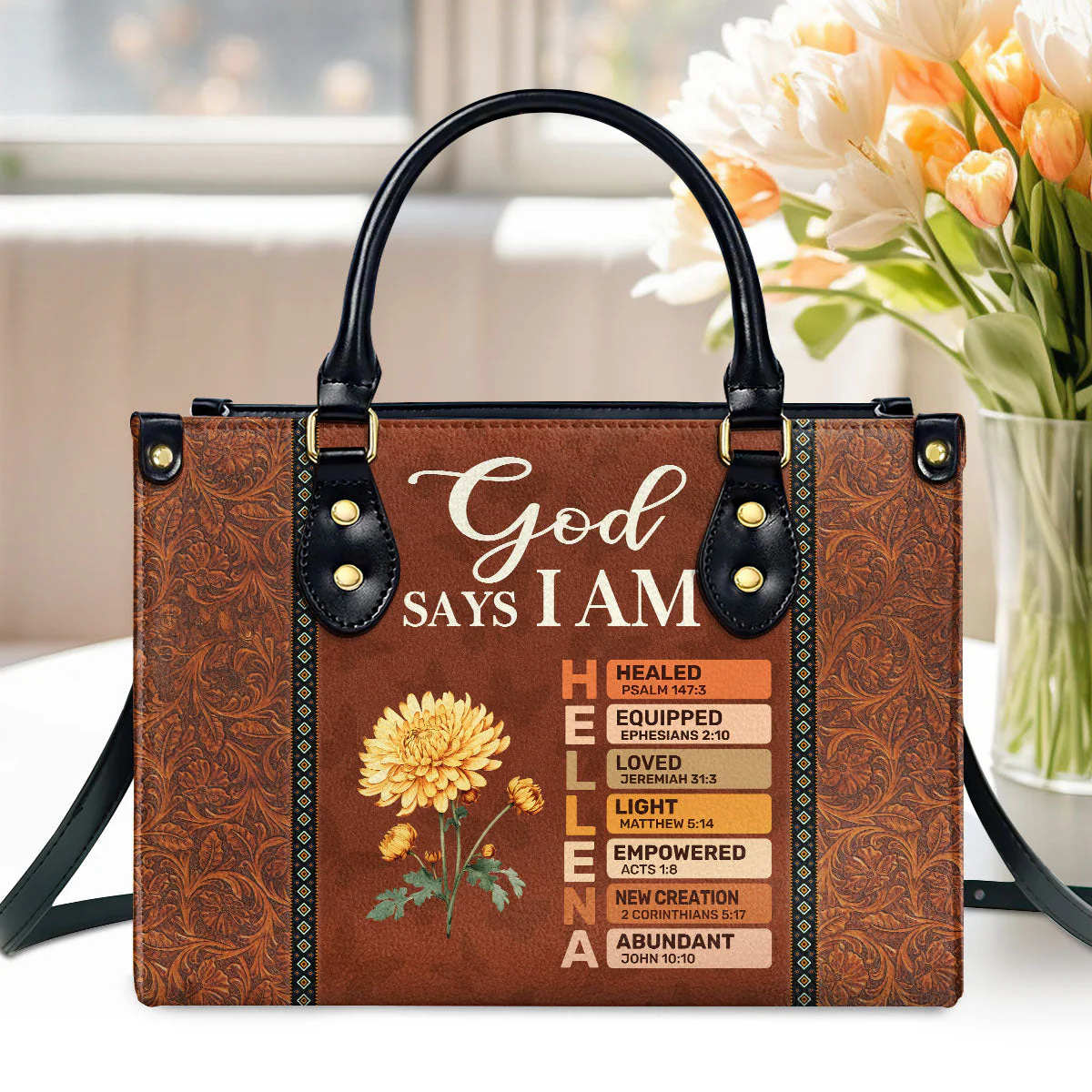 God Says I Am - Personalized Leather Handbag TD118