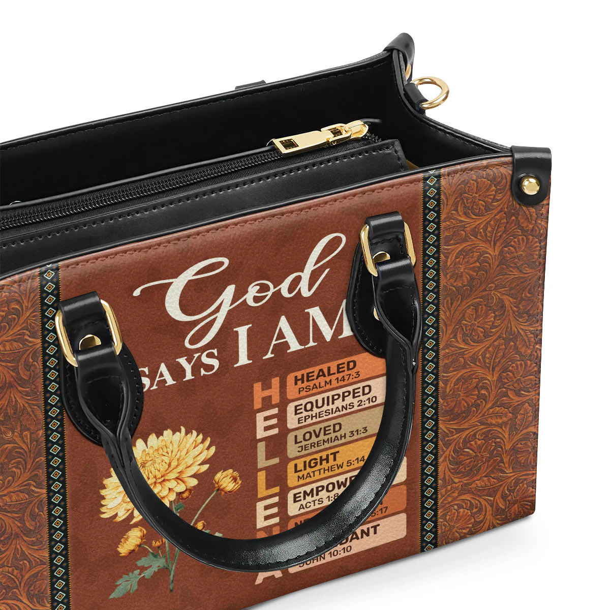 God Says I Am - Personalized Leather Handbag TD118 - Image 5