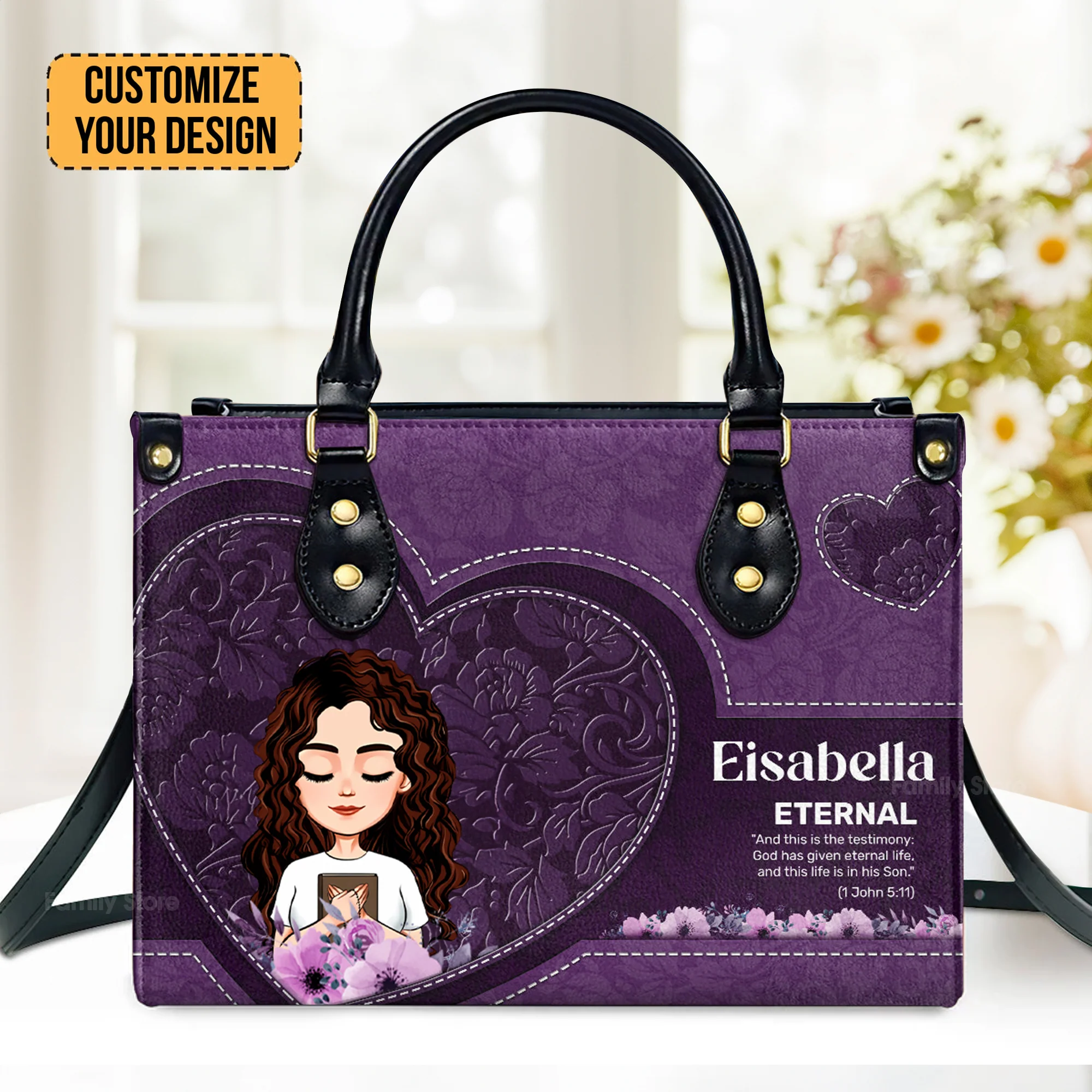 God Says I Am - Personalized Leather Handbag - Gift For Mom, Grandma - AT4080803