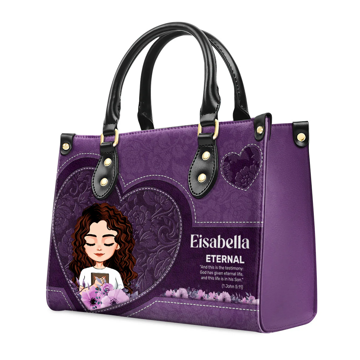 God Says I Am - Personalized Leather Handbag - Gift For Mom, Grandma - AT4080803 - Image 2