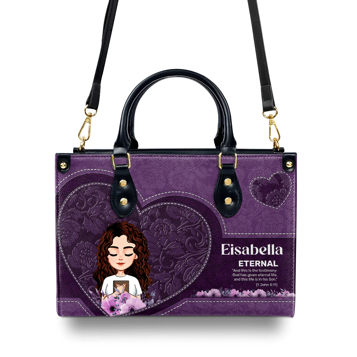 God Says I Am - Personalized Leather Handbag - Gift For Mom, Grandma - AT4080803 - Image 3