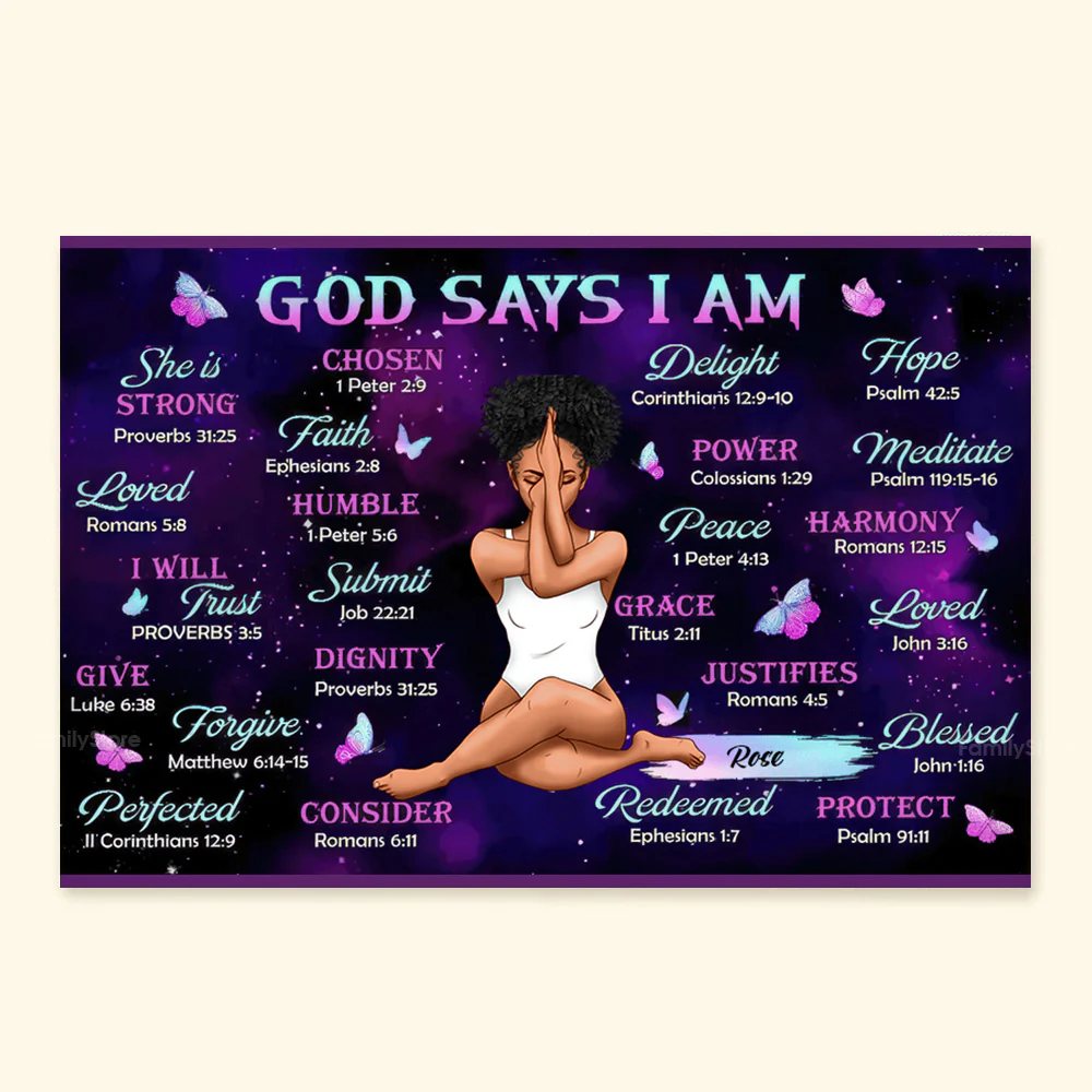 God Says I Am - Personalized Poster Canvas - Gift for Black Woman, Black Girl, African American, Black History Month, Juneteenth - CLGOD02 NA94 - Image 4