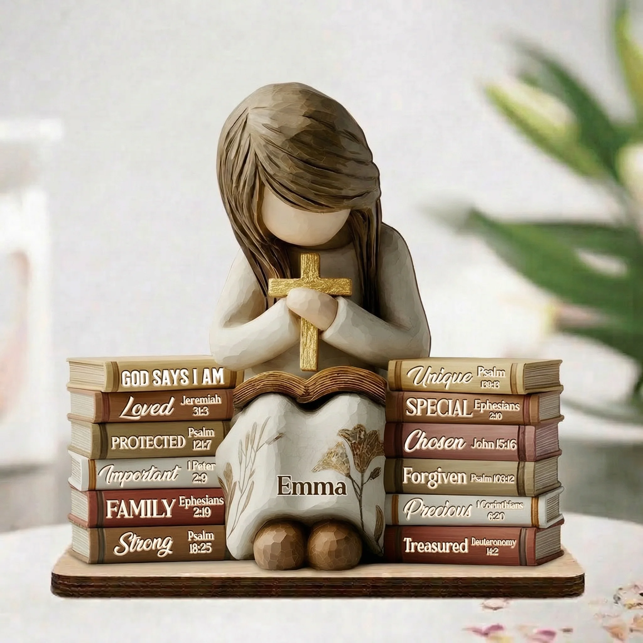 God Says I Am - Personalized Shaped Wooden Plaque - Christian Gift For Her BA01