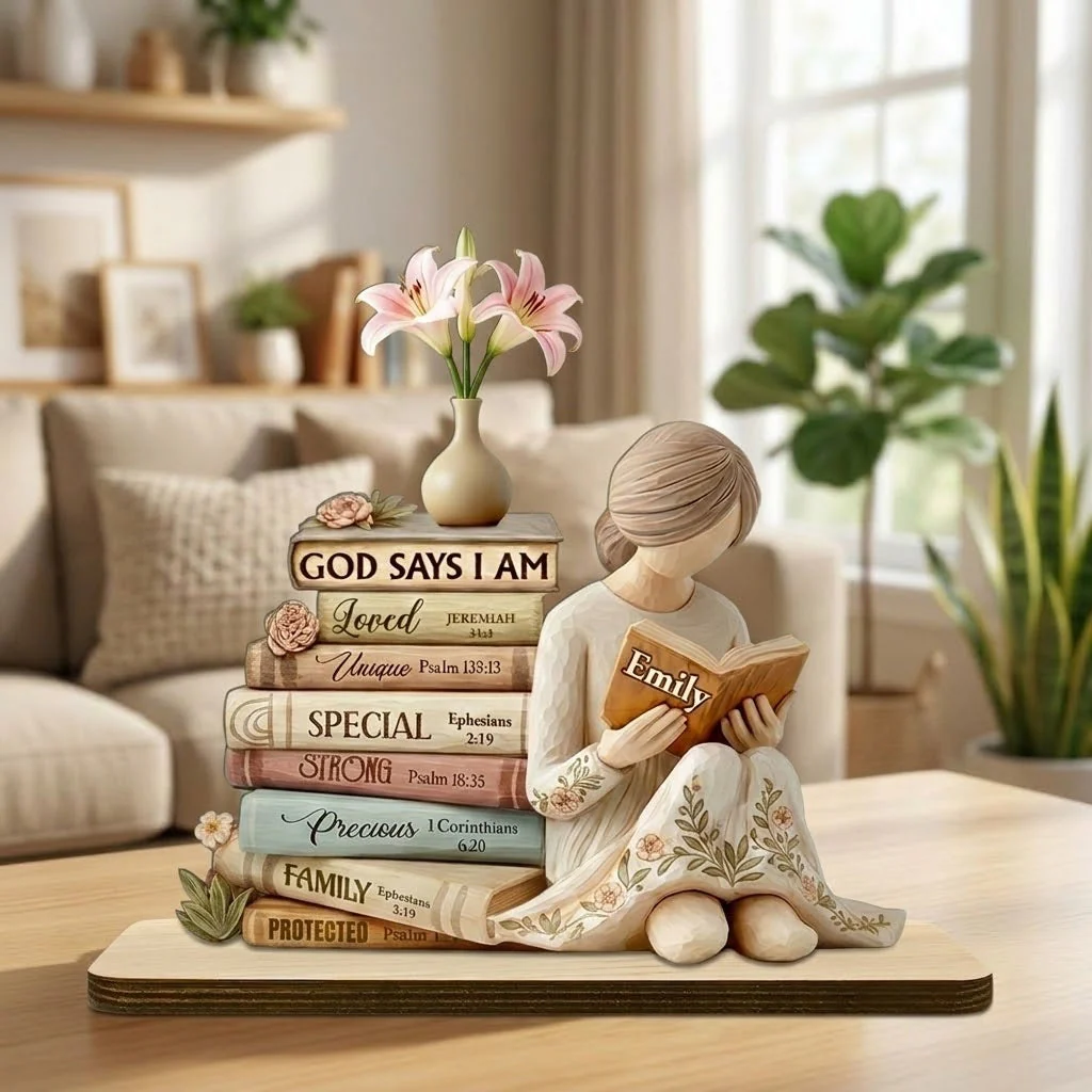 God Says I Am - Personalized Shaped Wooden Plaque - Christian Gift For Her BA01 - Image 2