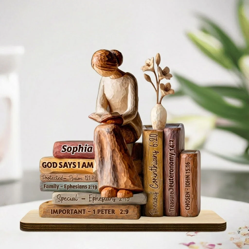 God Says I Am - Personalized Shaped Wooden Plaque - Christian Gift For Her BA01