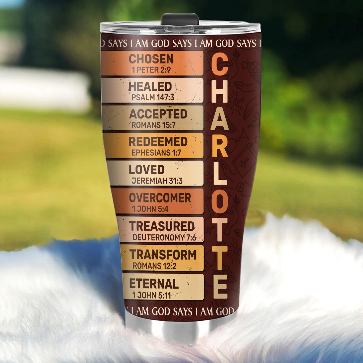 God Says I Am - Personalized Stainless Steel Tumbler - Image 2