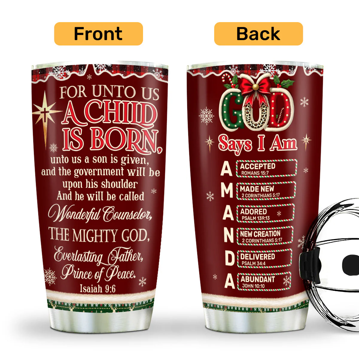 God Says I Am - Personalized Stainless Steel Tumbler HL128 - Image 2