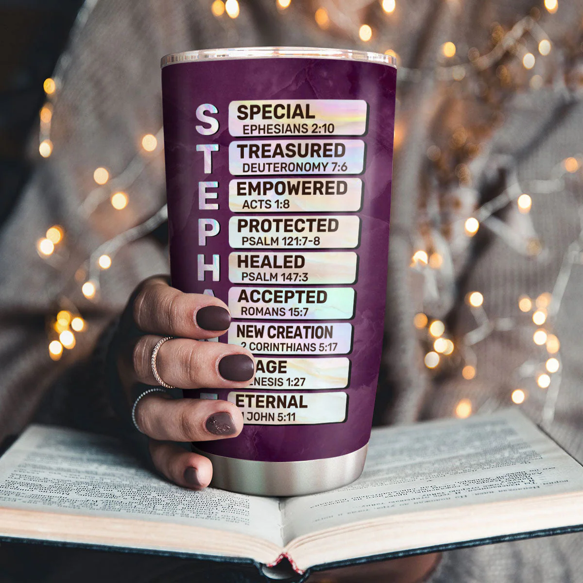 God Says I Am - Personalized Stainless Steel Tumbler TD118 - Image 3