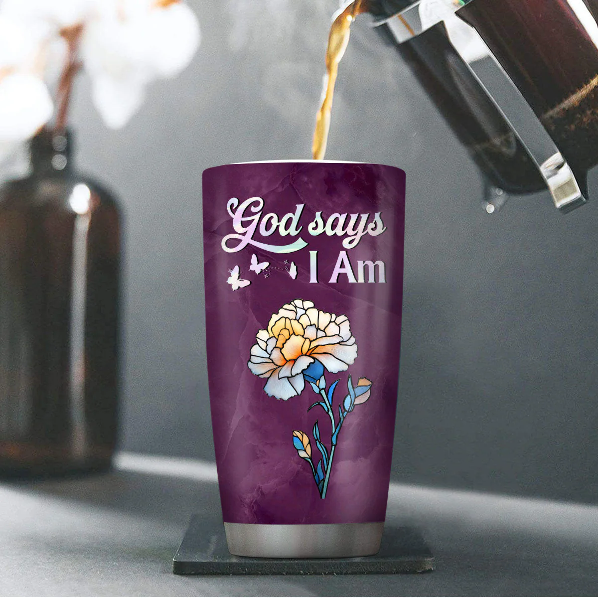 God Says I Am - Personalized Stainless Steel Tumbler TD118 - Image 4