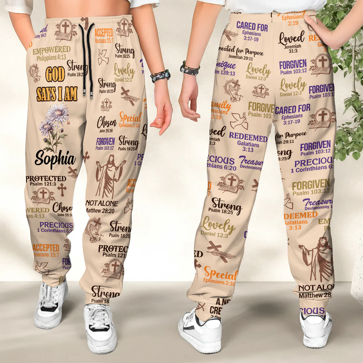 God Says I Am - Personalized Sweatpants | TD118 - Image 2