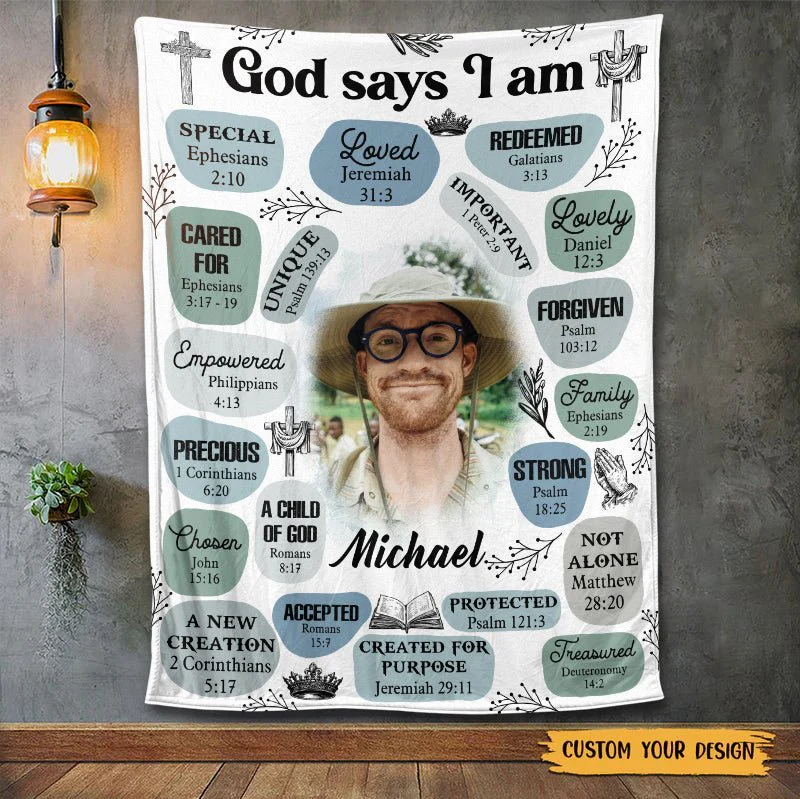 God Says I Am (Photo) - Personalized Blanket - Meaningful Birthday Gifts TD118 - Image 2
