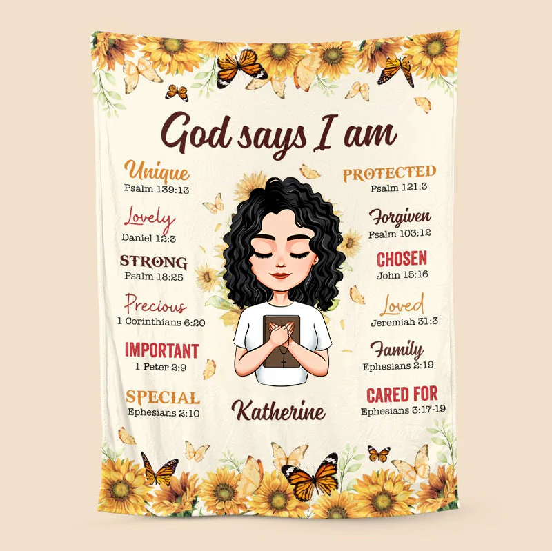 God Says I Am Sunflower - Personalized Blanket - Best Gift For Birthday TD118 - Image 3