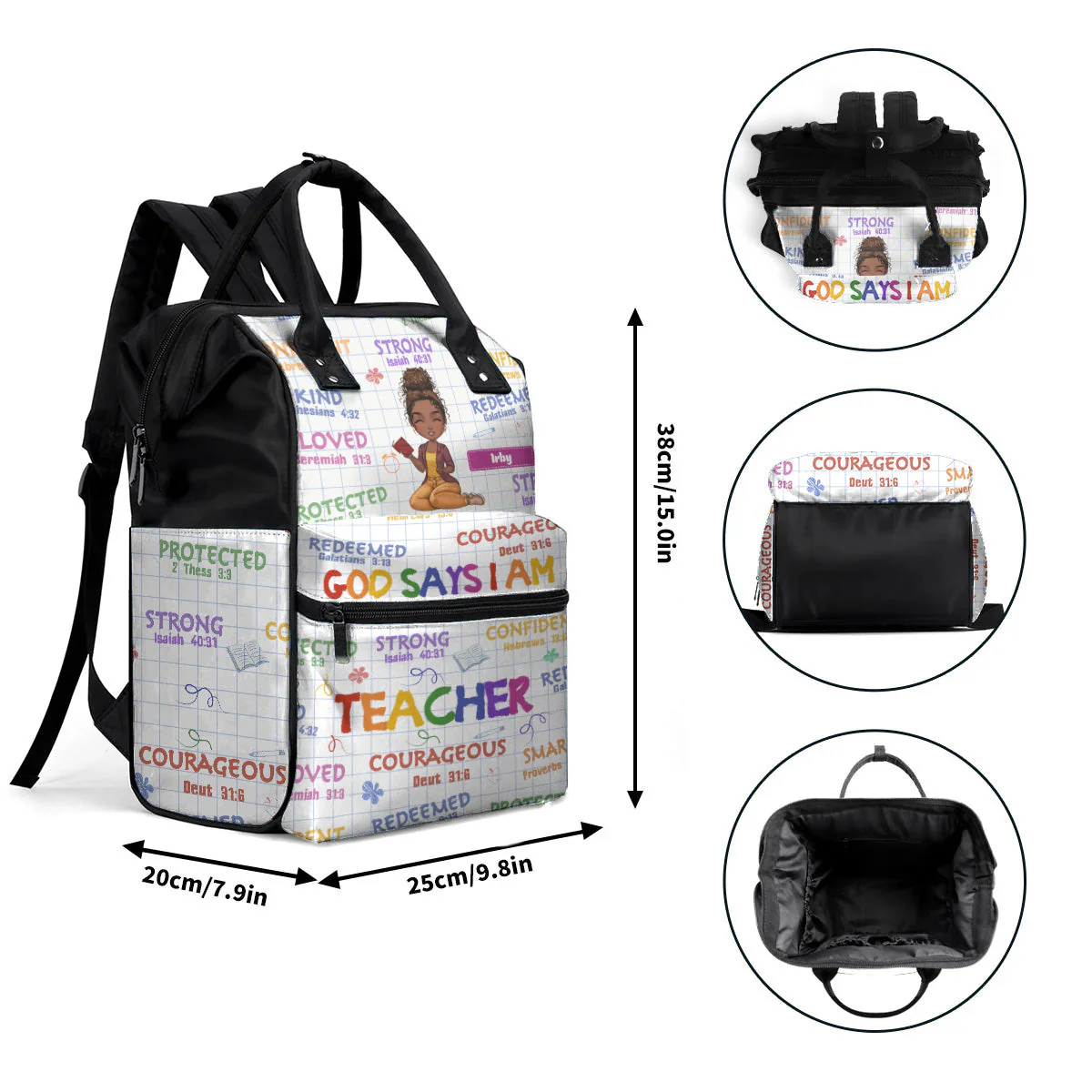 God Says I Am Teacher - Personalized Duckbilled Backpack - Gift For Teacher, Back To School | CLTC04. Reading Sit Woman HH01 - Image 6