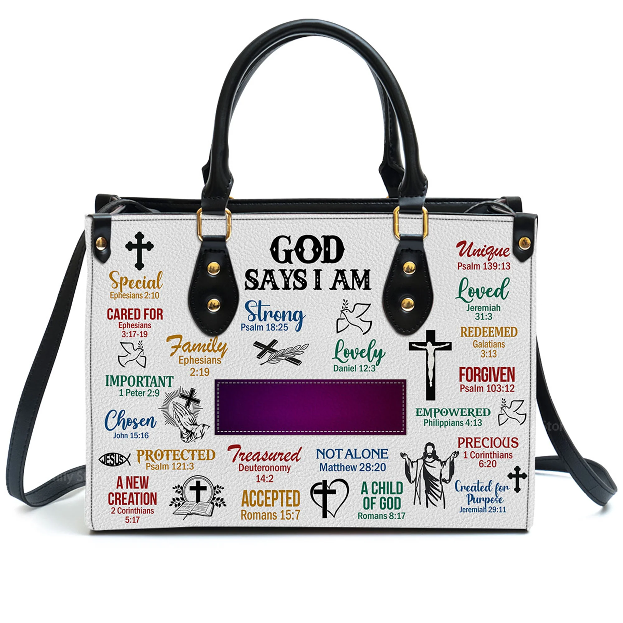 God Says I Am - Thoughtful Gift For Christians - Personalized Leather Handbag With Handle - AT4080935 - Image 2