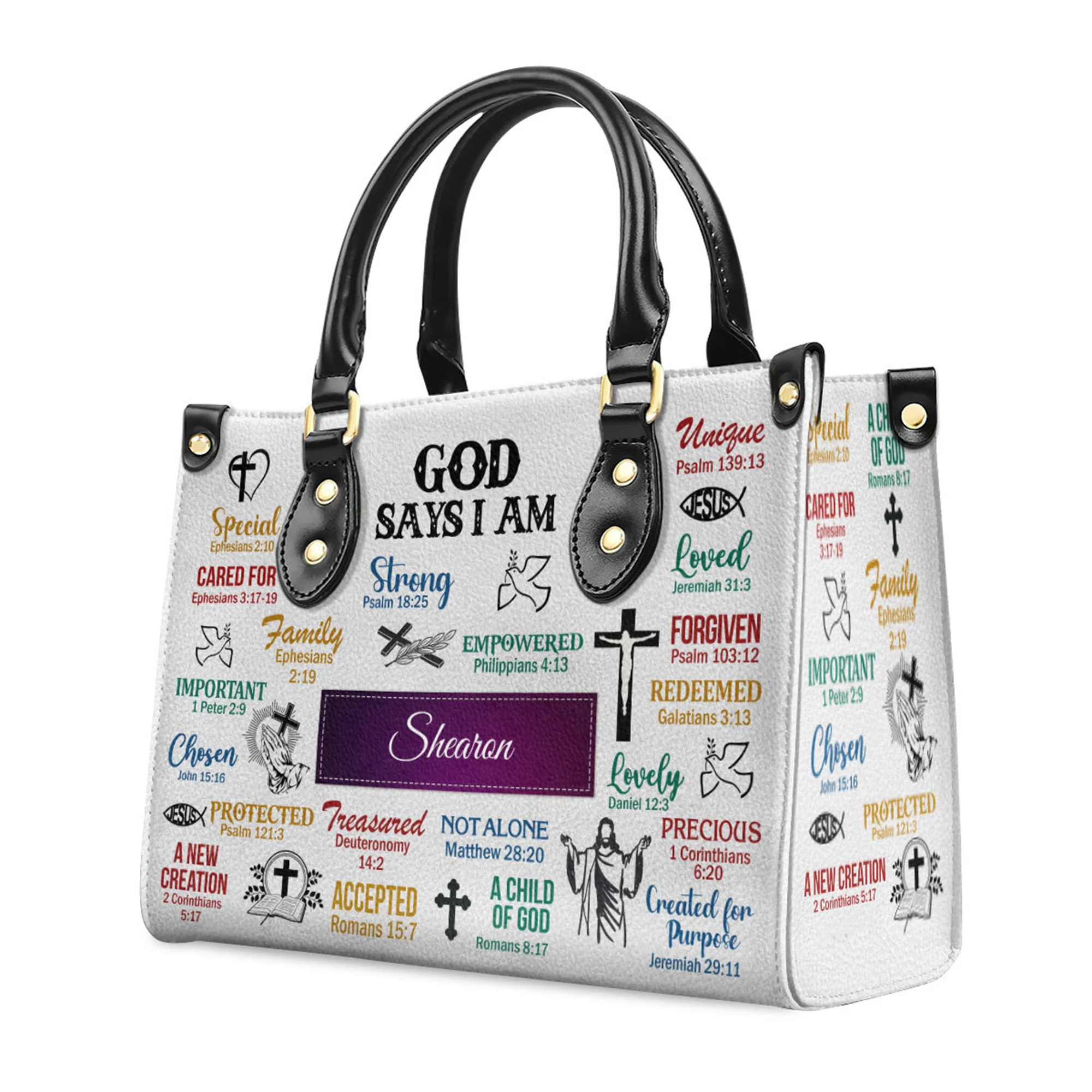 God Says I Am - Thoughtful Gift For Christians - Personalized Leather Handbag With Handle - AT4080935 - Image 3
