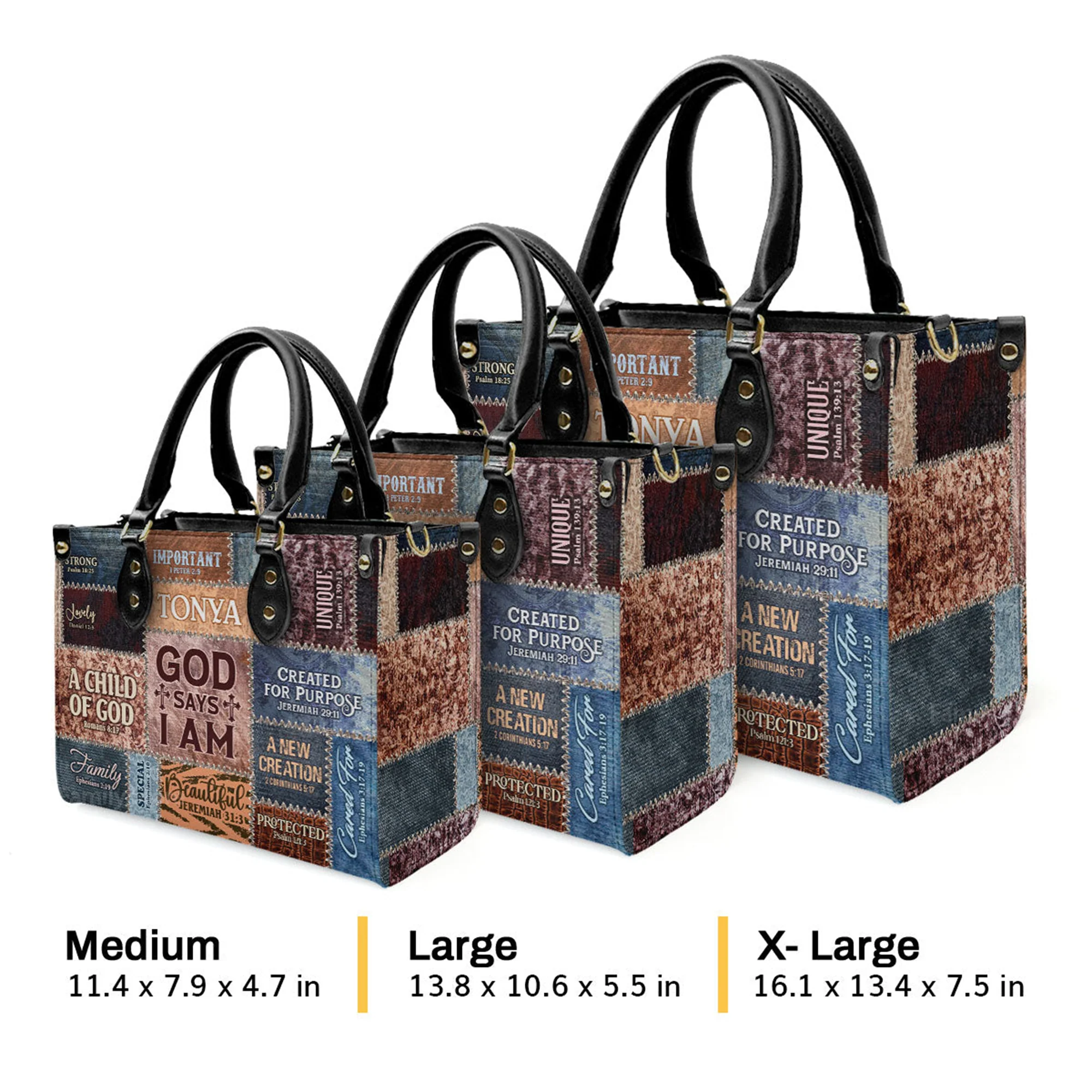 God Says I Am - Thoughtful Gift For Christians - Personalized Leather Handbag With Handle - AT4080972 - Image 4
