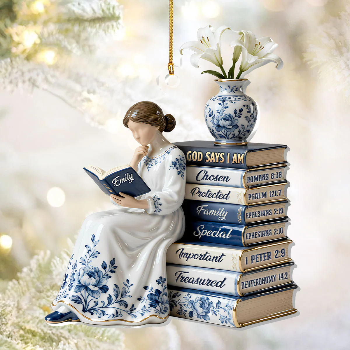 God Says I Am Toile De Jouy - Personalized 1-Layer Acrylic Ornament HL128 - Image 2