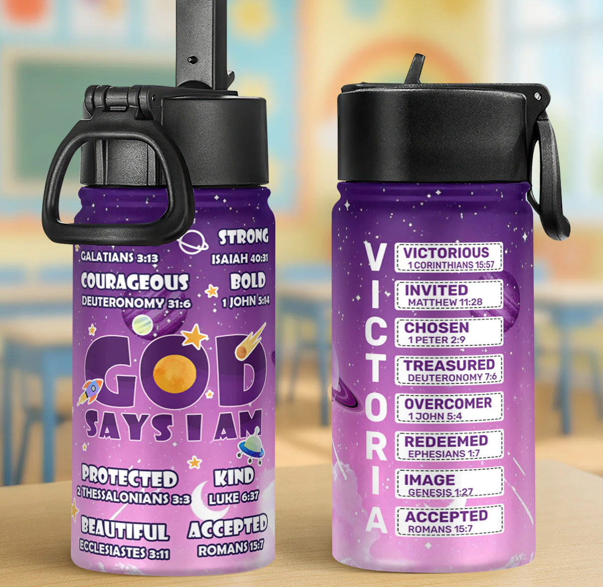 God Says I Am Victorious - Personalized Kid Water Bottle - Gift For Kids | TD118