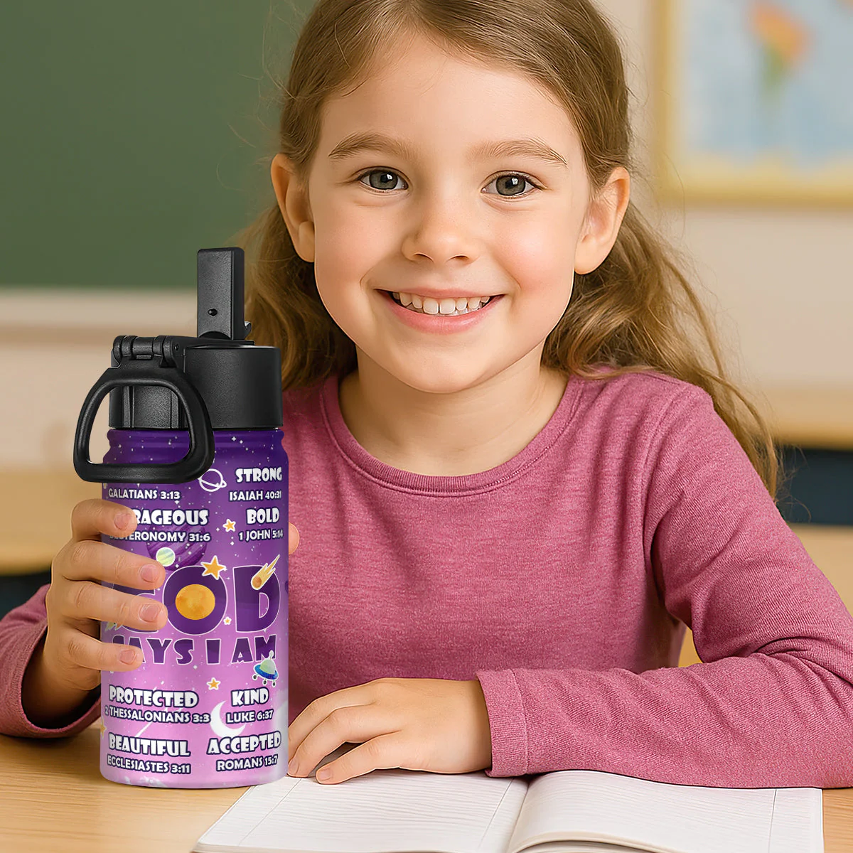 God Says I Am Victorious - Personalized Kid Water Bottle - Gift For Kids | TD118 - Image 2