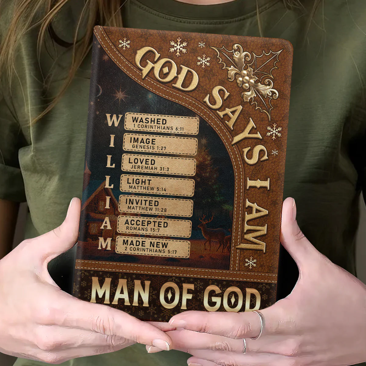 God Says I Am Washed - Personalized Leather Cover Notebook - Gift For Christmas TD118