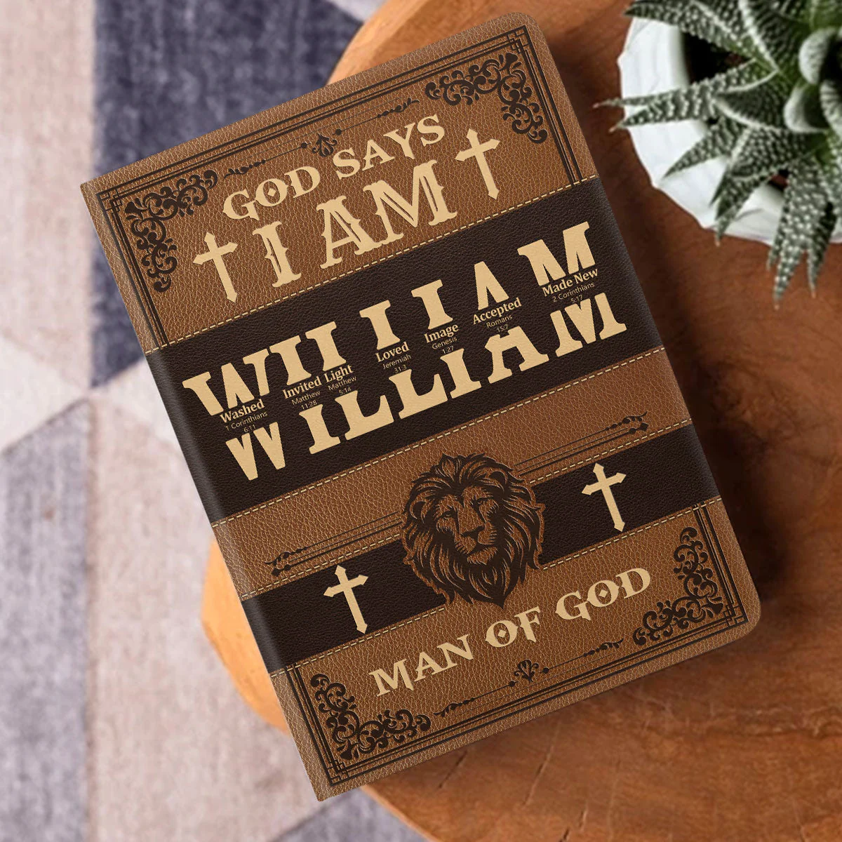 God Says I Am Washed - Personalized Leather Cover Notebook | TD118 - Image 3