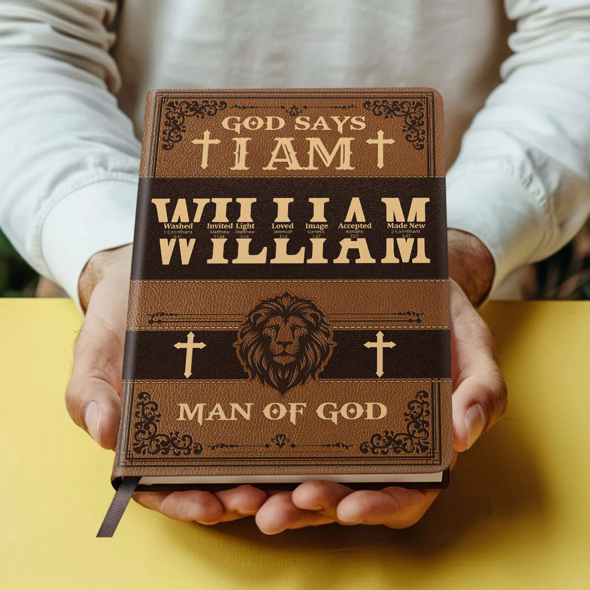 God Says I Am Washed - Personalized Leather Cover Notebook | TD118 - Image 4