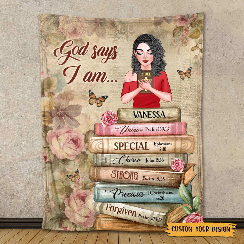 God Says I Am With Books Flowers - Personalized Blanket - Thoughtful Gift For Birthday TD118 - Image 3