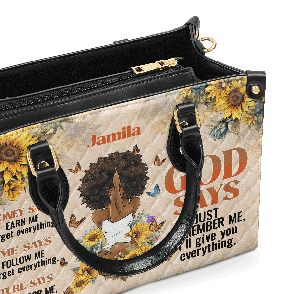 God Says Remember Me - Custom Leather Handbag - Christian Faith Gift For Her HD95 - Image 3