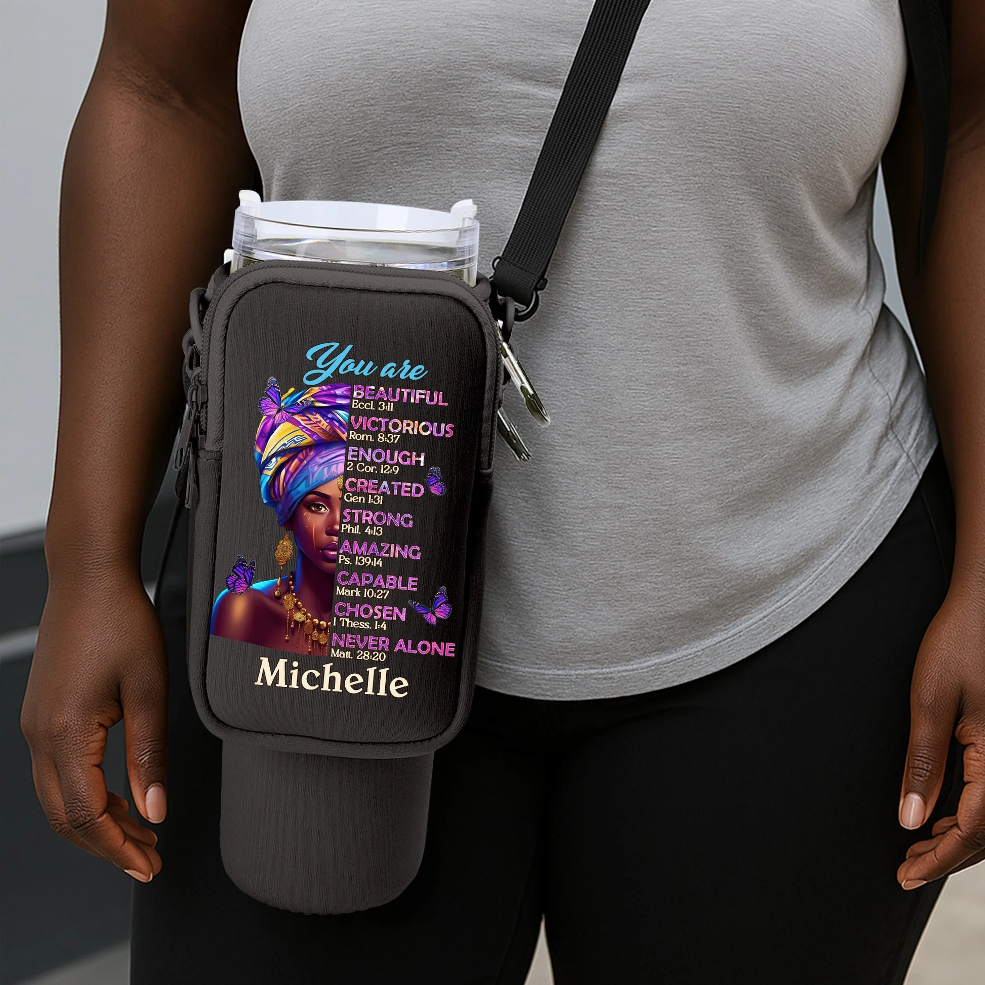 God Says You Are Bible Verse - Personalized Tumbler Holder Bag - Gift For African Woman HH01 - Image 2