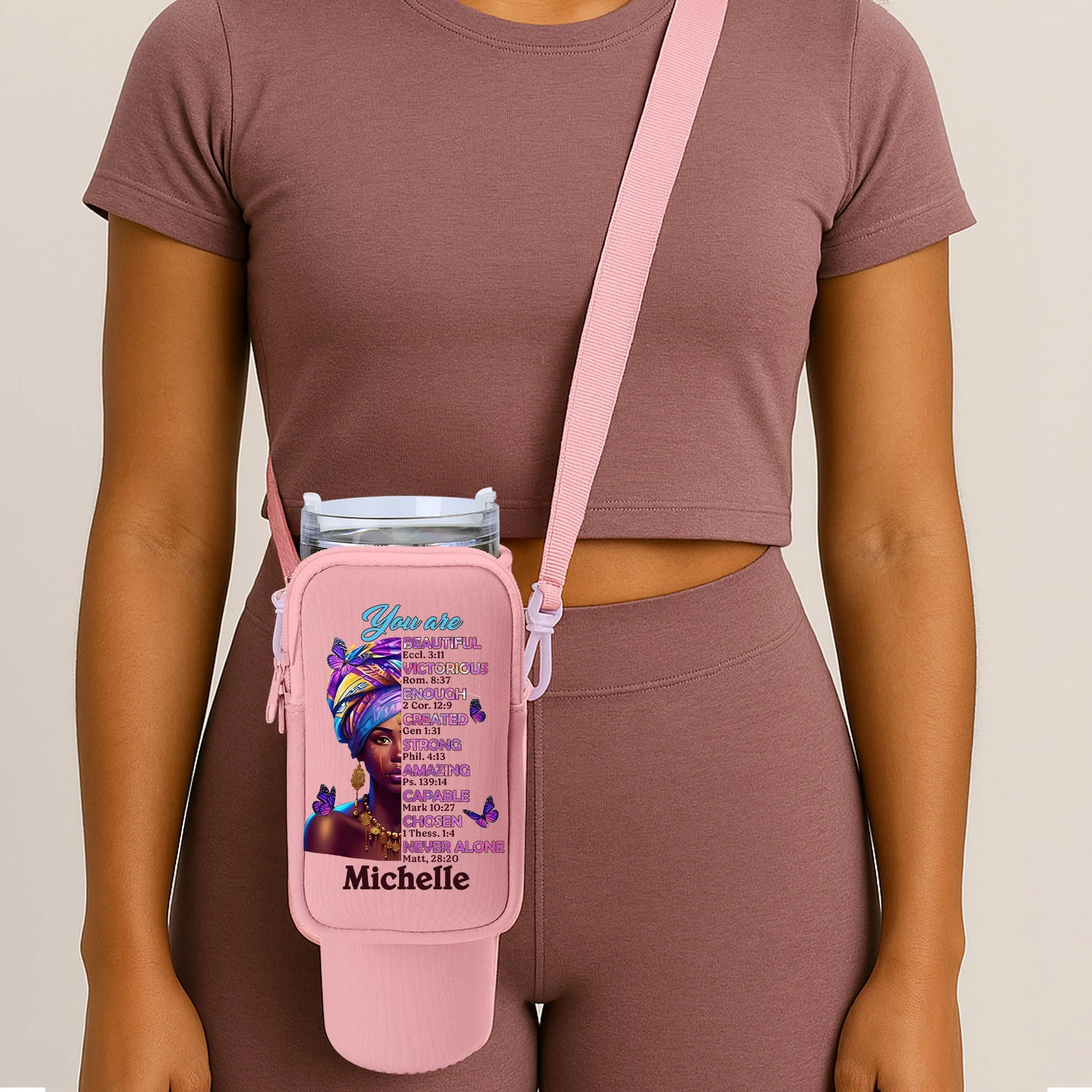 God Says You Are Bible Verse - Personalized Tumbler Holder Bag - Gift For African Woman HH01 - Image 5