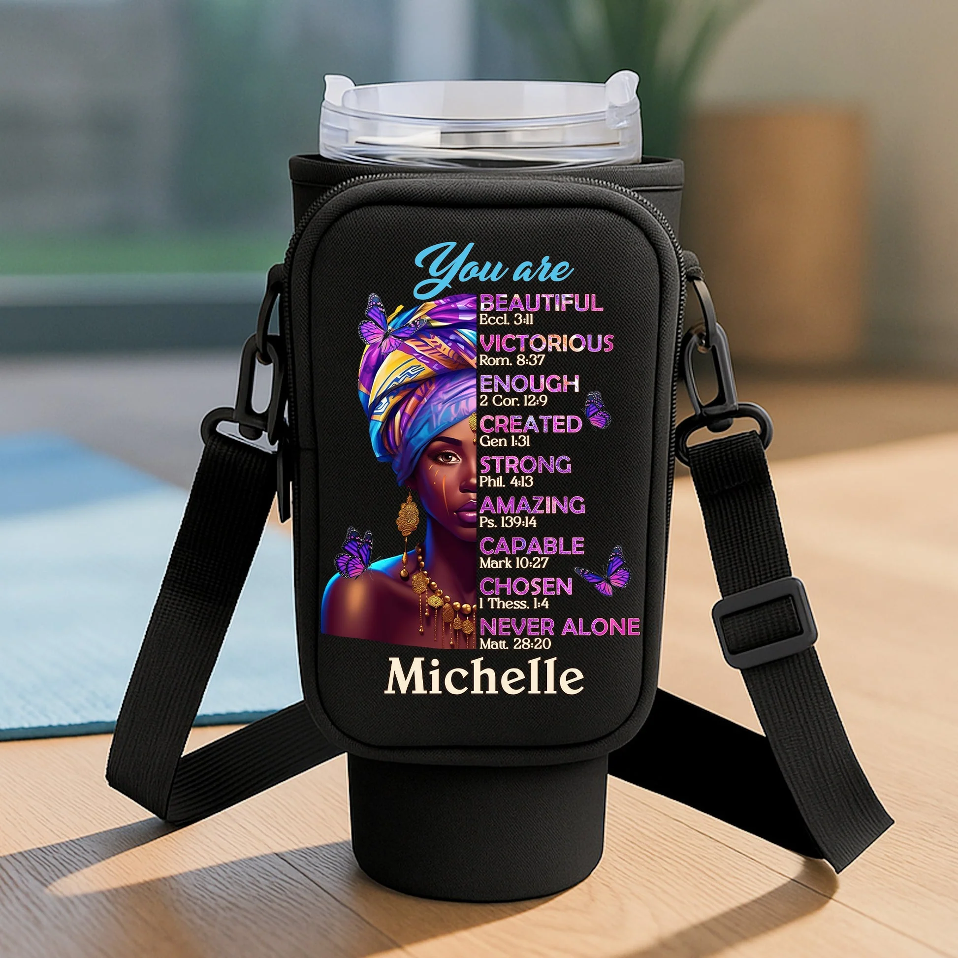 God Says You Are Bible Verse - Personalized Tumbler Holder Bag - Gift For African Woman HH01 - Image 6
