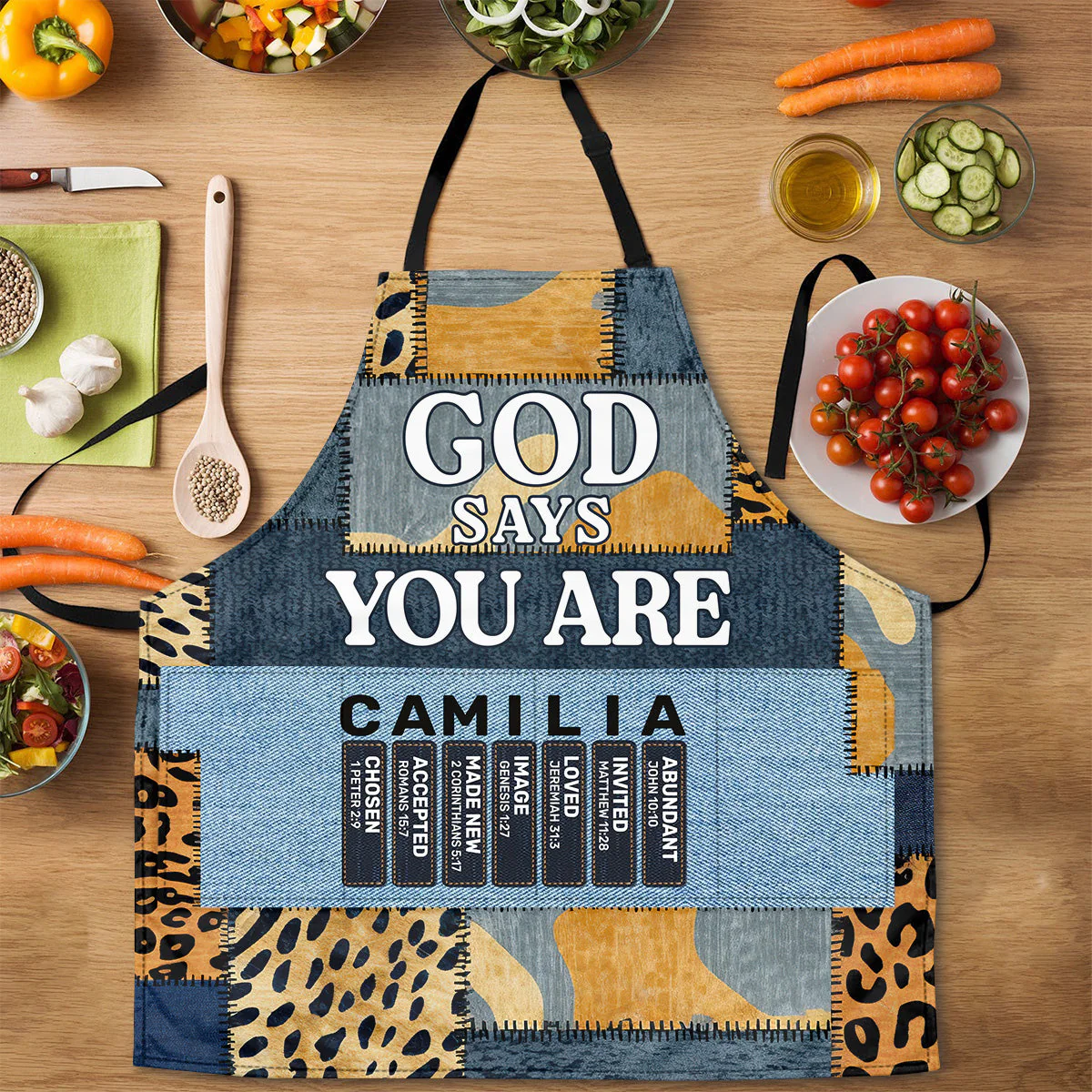 God Says You Are - Personalized Apron With Pocket - Christant Gift for Grandma