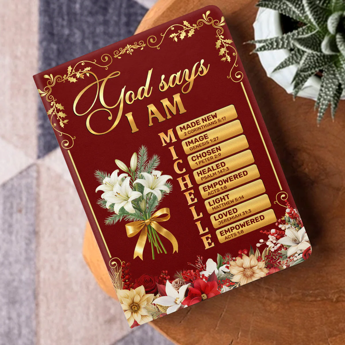 God Says You Are - Personalized Leather Cover Notebook HL128 - Image 3
