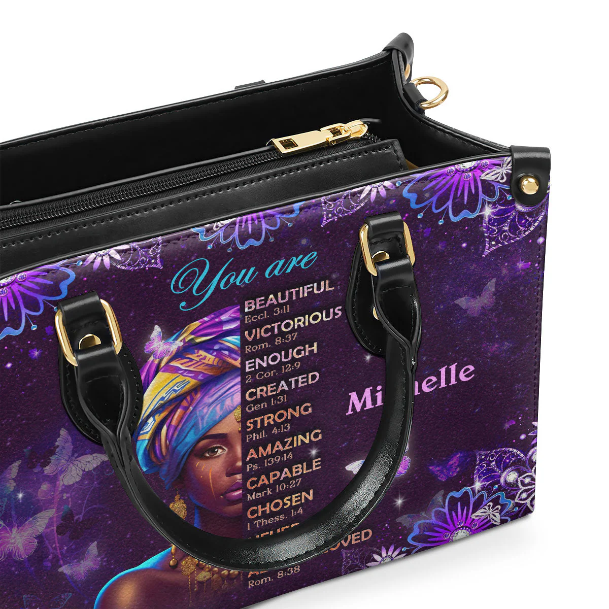 God Says You Are - Personalized Leather Handbag HN02 - Image 3