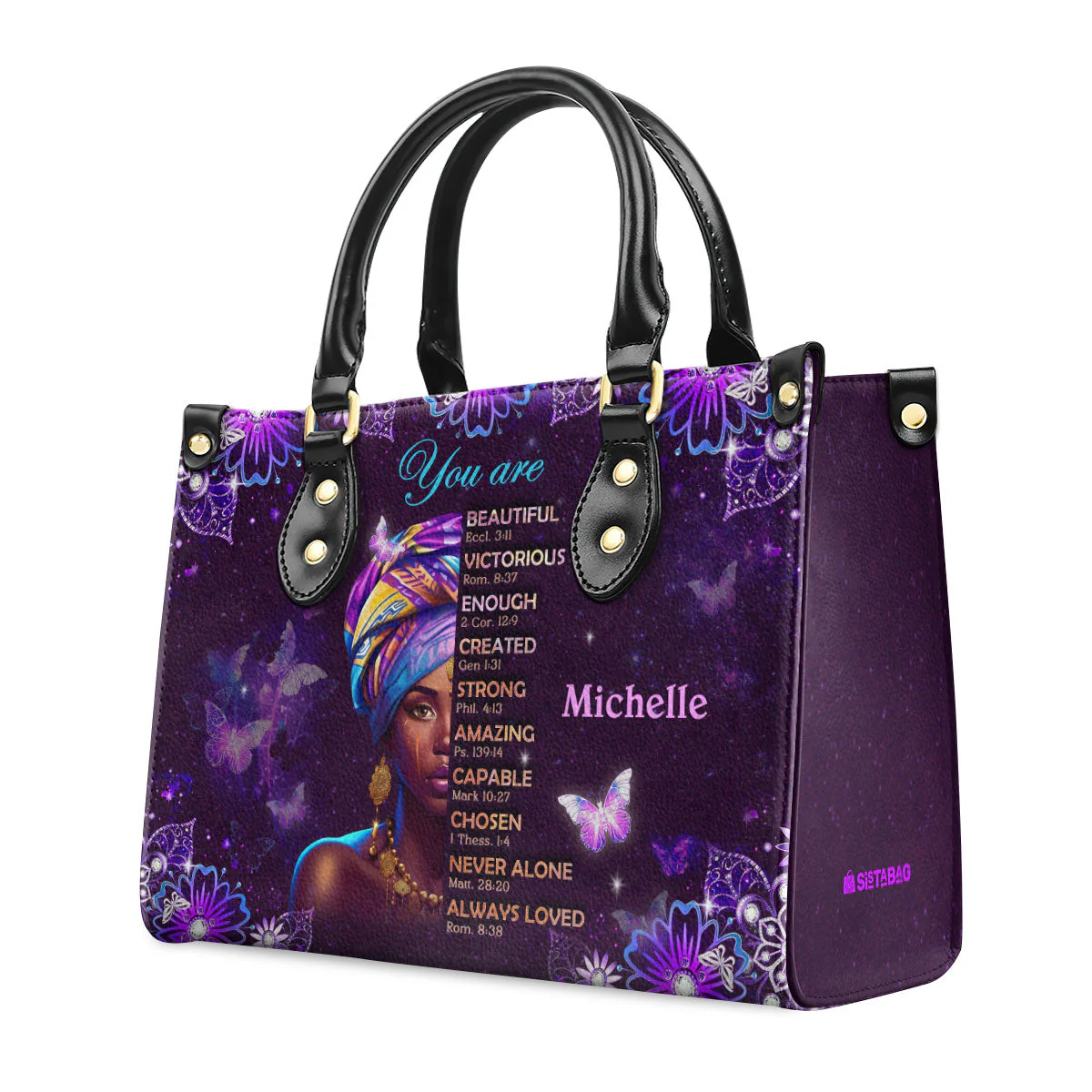 God Says You Are - Personalized Leather Handbag HN02 - Image 4