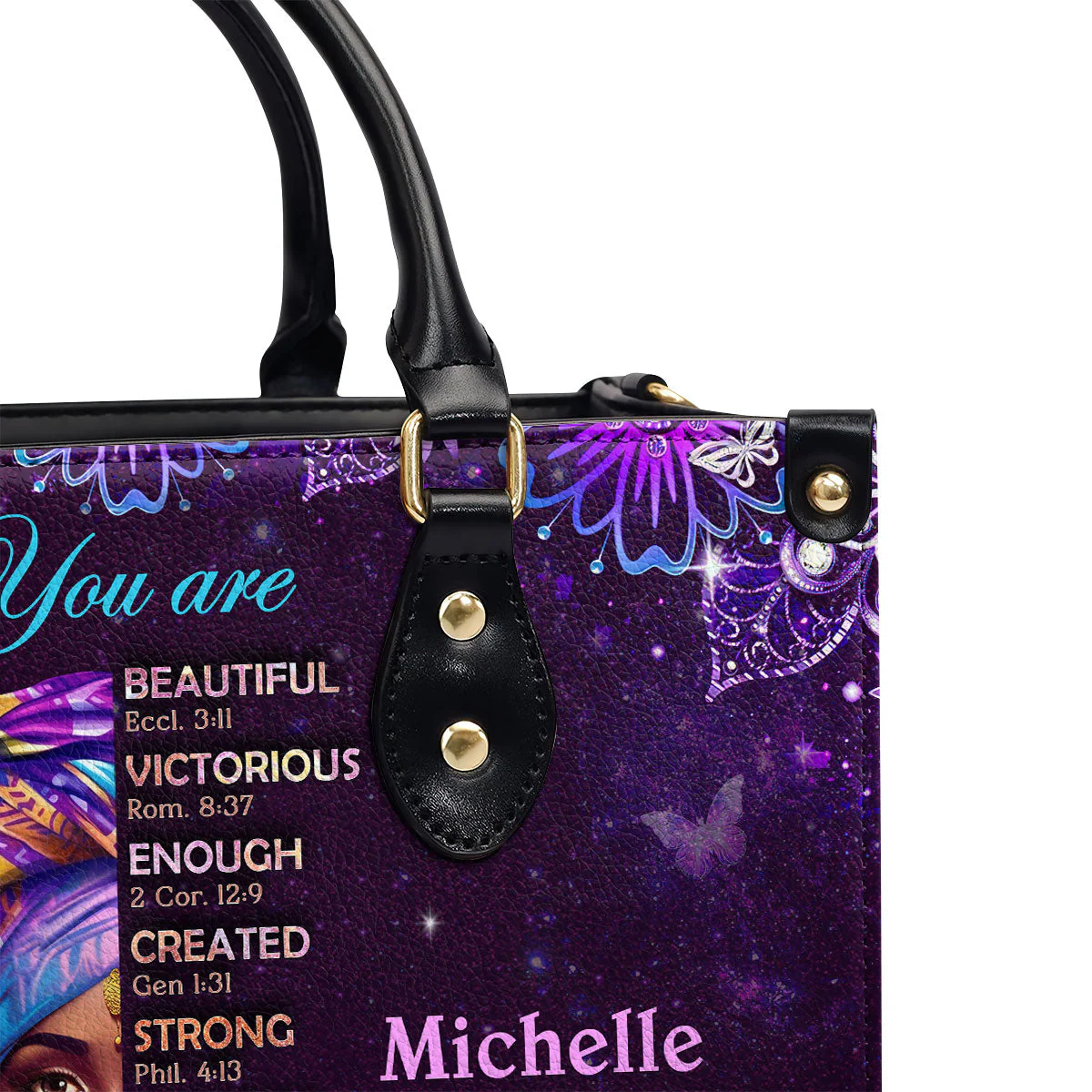 God Says You Are - Personalized Leather Handbag HN02 - Image 6