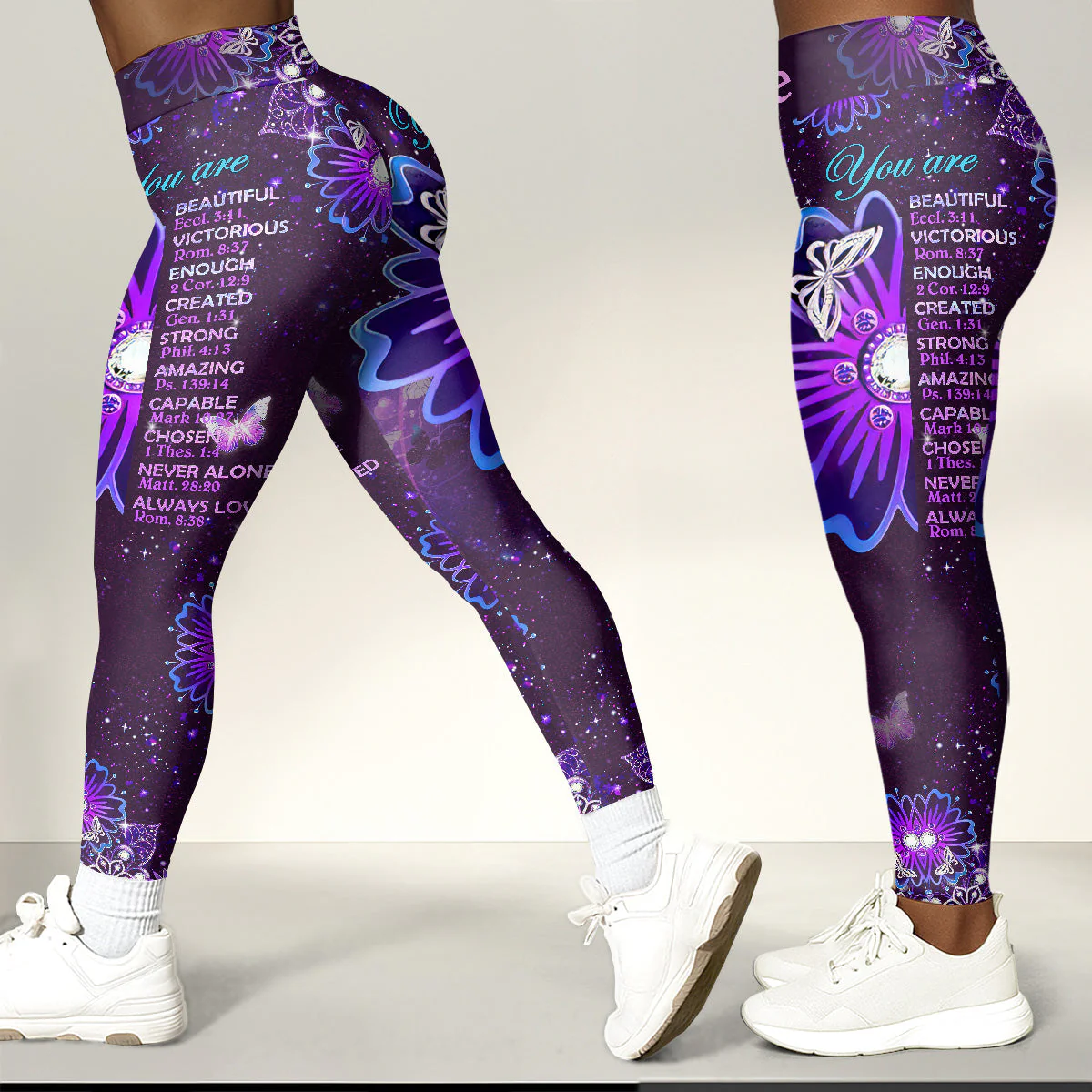 God Says You Are - Personalized Leggings & Crop Tank Top HN02 - Image 4