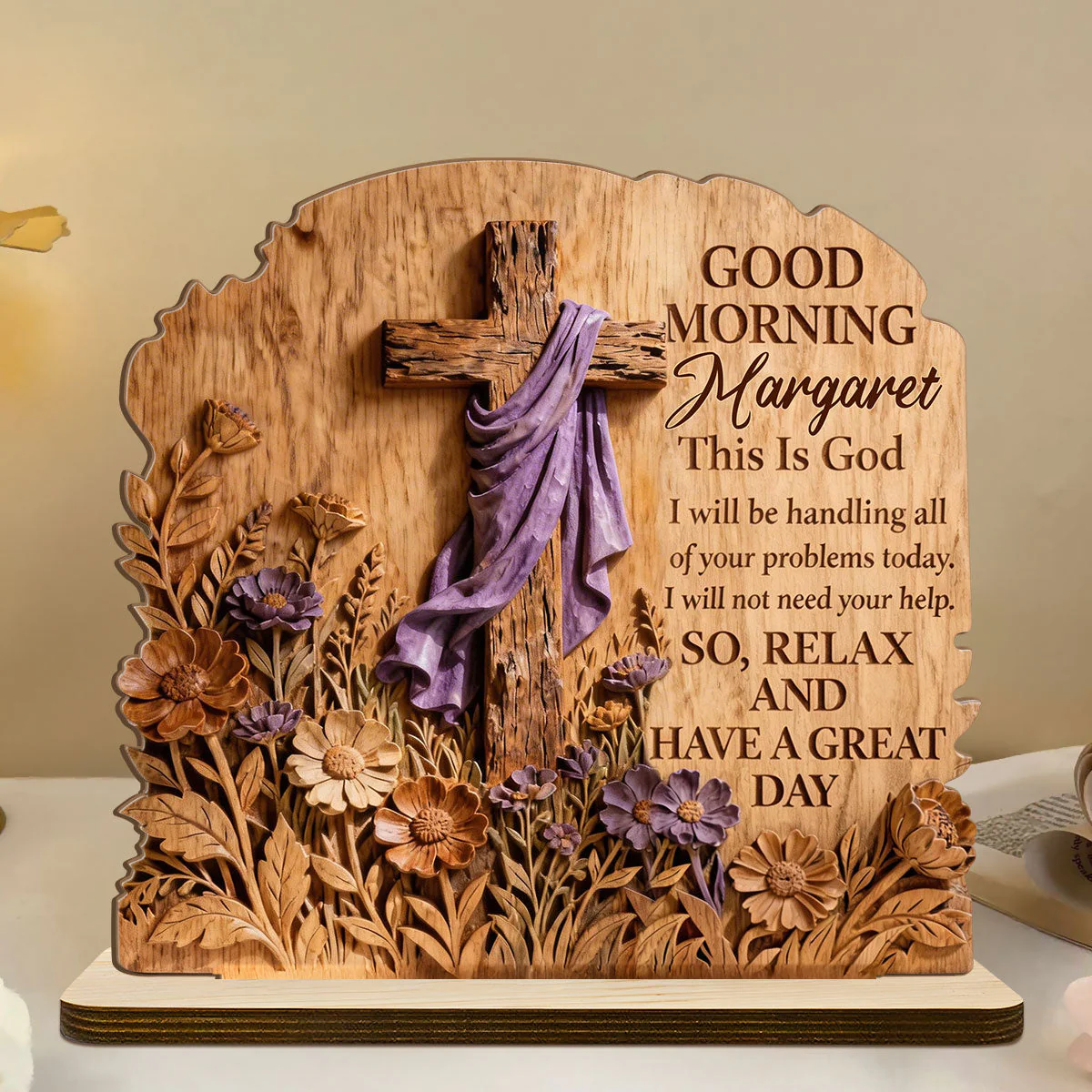 Good Morning This Is God - Personalized 2-Layer Wood Plaque - Christian Gift For Him - Image 8