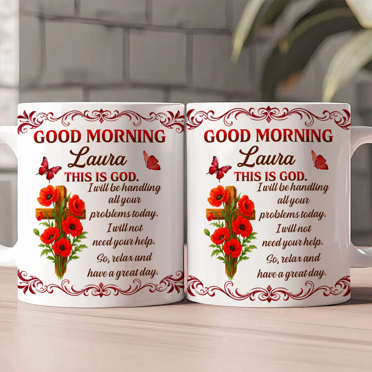 Good Morning This Is God - Personalized Ceramic Coffee Mug - Christian Gift For Her BA01