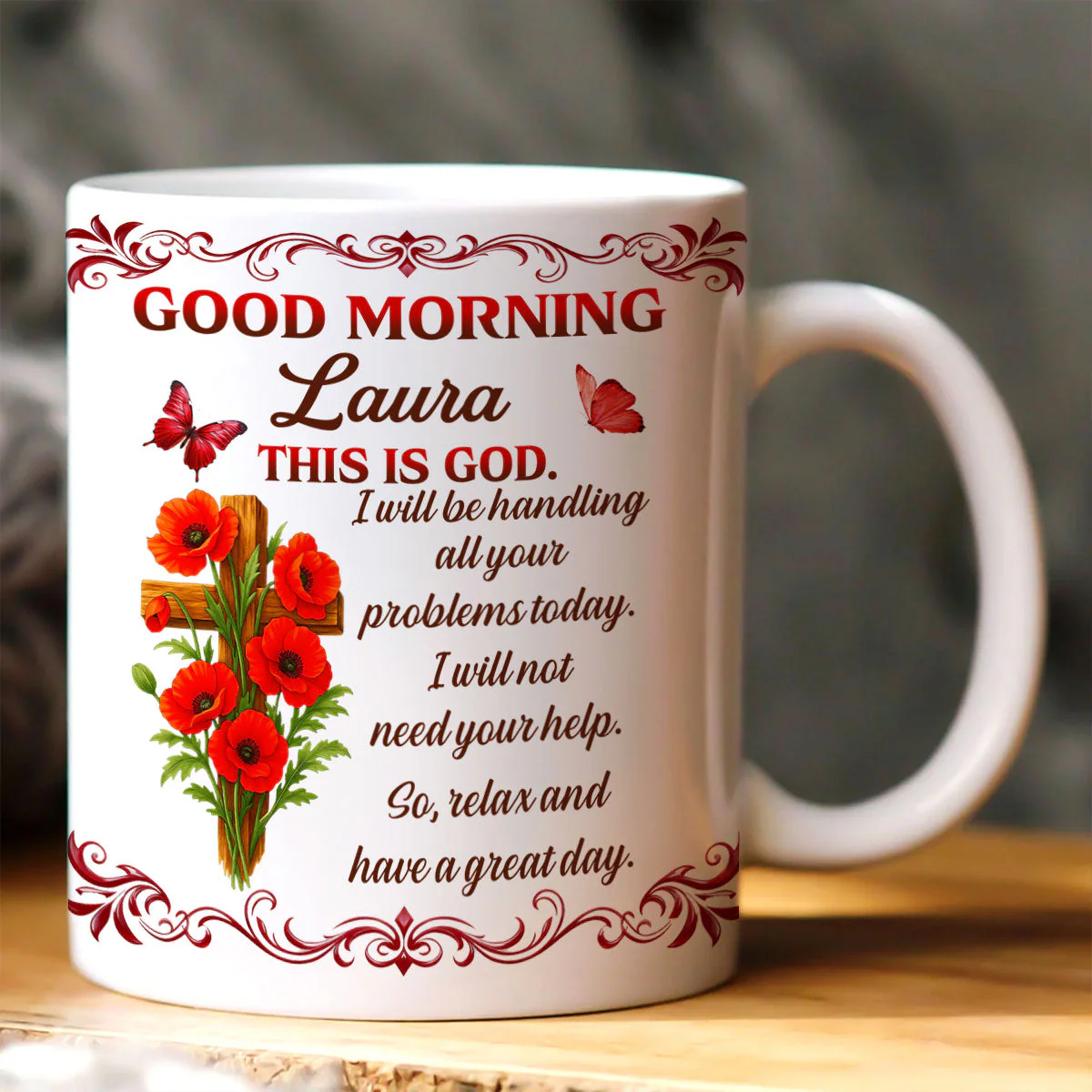 Good Morning This Is God - Personalized Ceramic Coffee Mug - Christian Gift For Her BA01 - Image 2