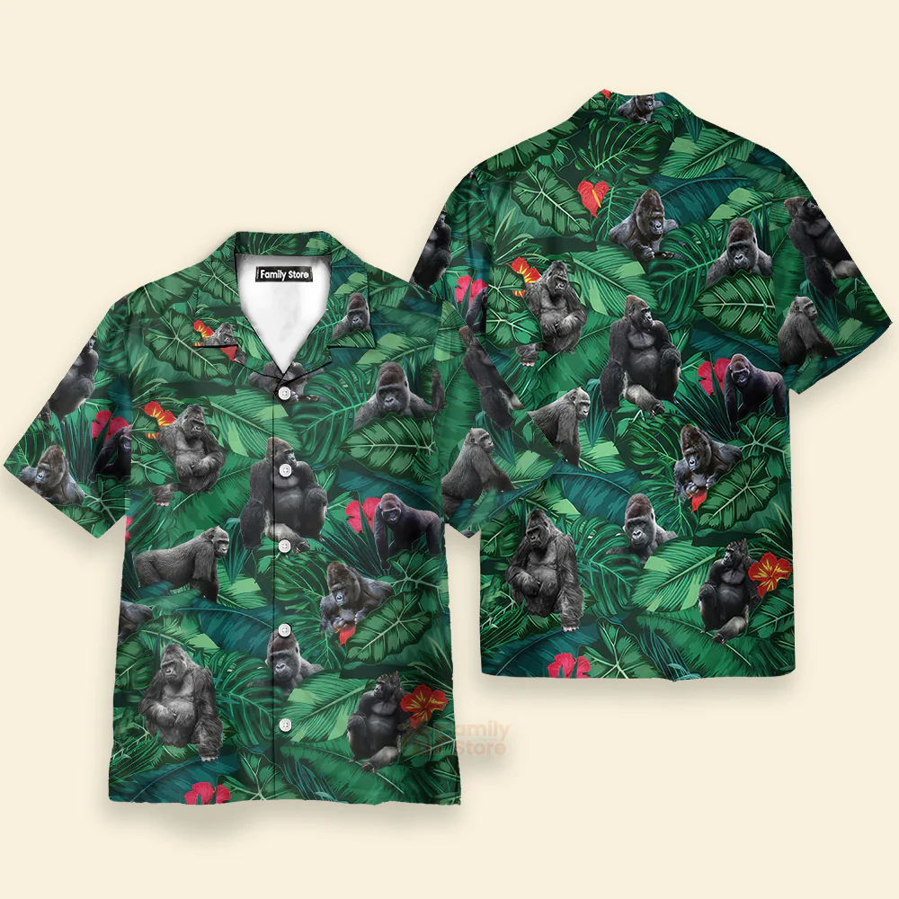 Gorilla Summer Short Sleeve Hawaiian Aloha Shirt - Image 2