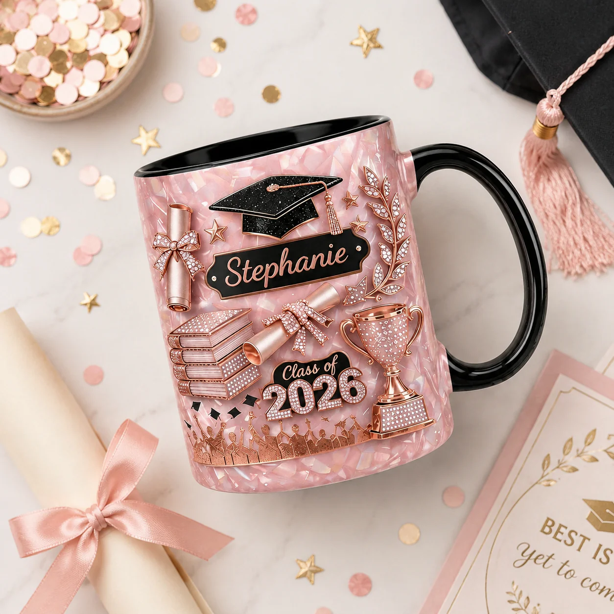 Graduation 2026 3D Effect - Personalized Accent Mug - Gift For Graduates - Image 5