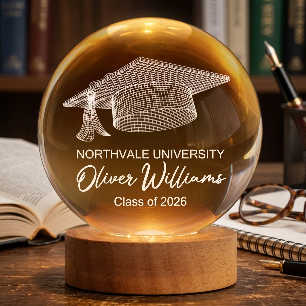 Graduation Class Of 2026 - Personalized Crystal Globe Lamp - Gift For Graduates - Image 3