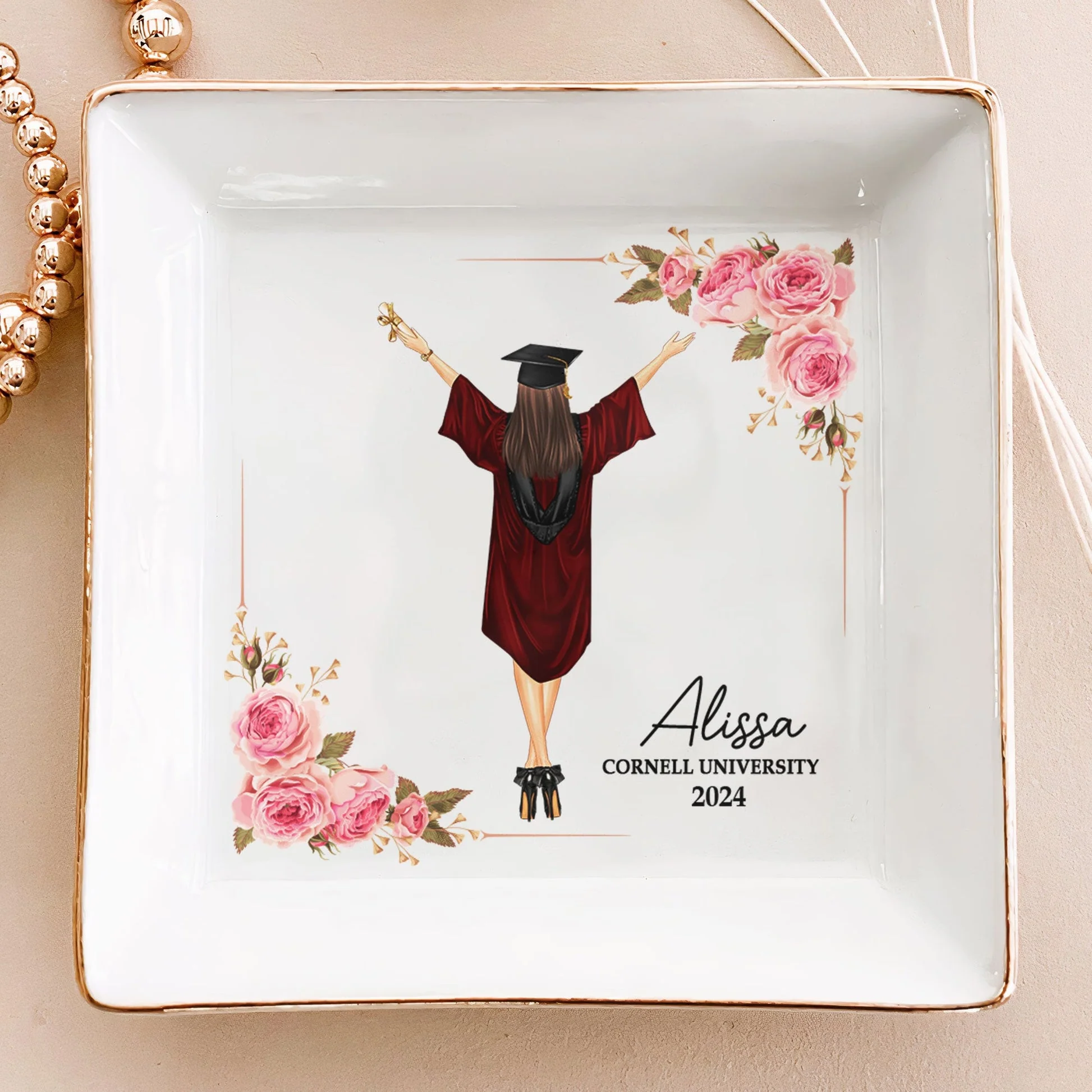 Graduation Gift Jewelry Dish - Personalized Jewelry Dish - GR4 PT