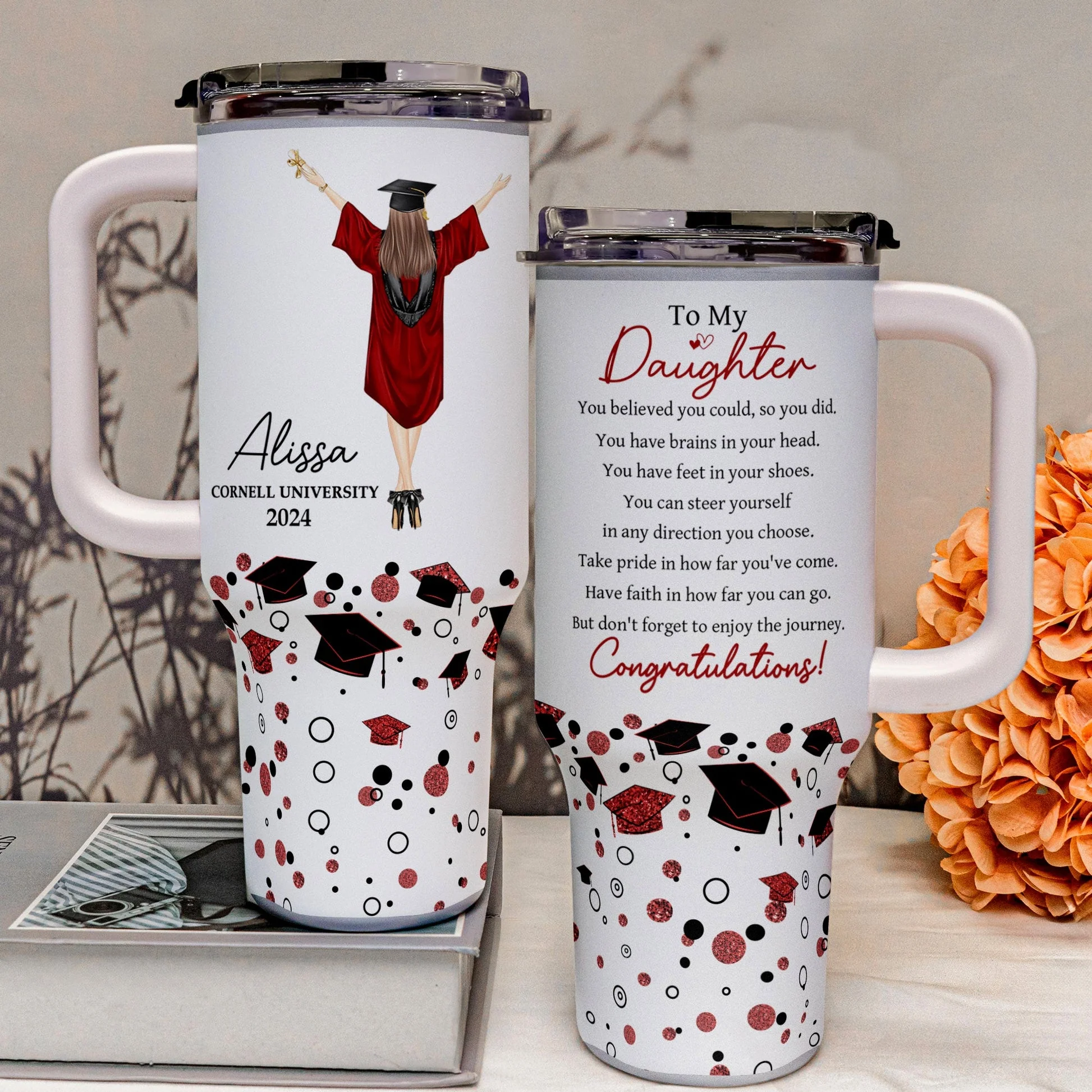 Graduation You Believed You Could So You Did - Personalized 40oz Tumbler With Straw - GR4 PT - Image 3