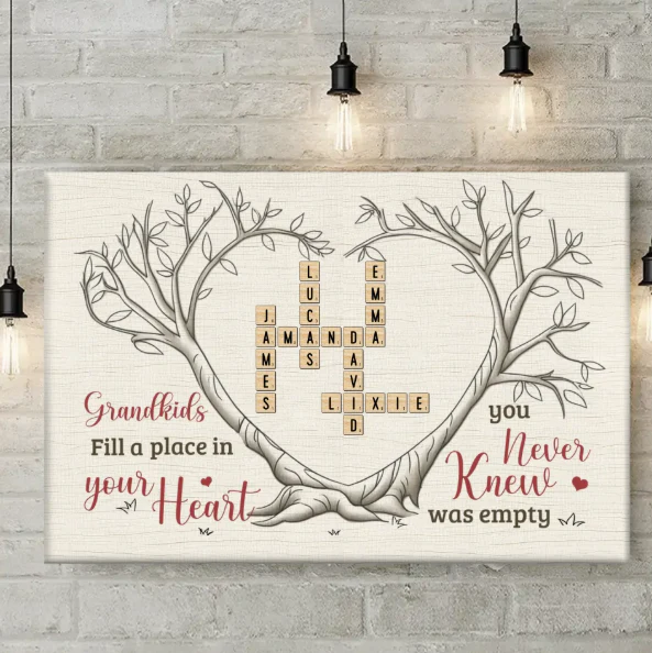 Grandkids Bring Joy To Every Corner Of Your Heart - Personalized Canvas Poster - Gift For Mom,Grandma, Mother's Day | NA94