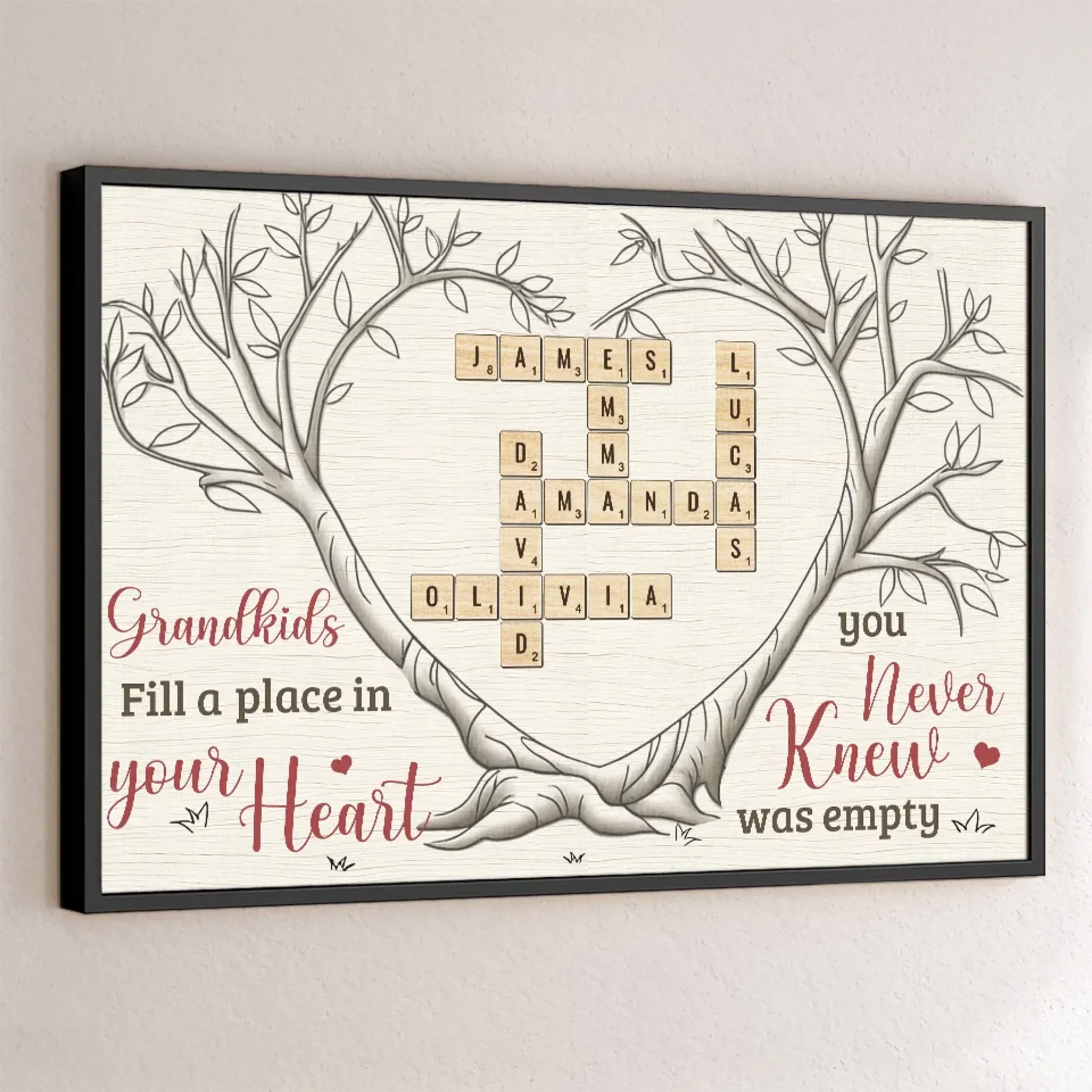 Grandkids Bring Joy To Every Corner Of Your Heart - Personalized Canvas Poster - Gift For Mom,Grandma, Mother's Day | NA94 - Image 2