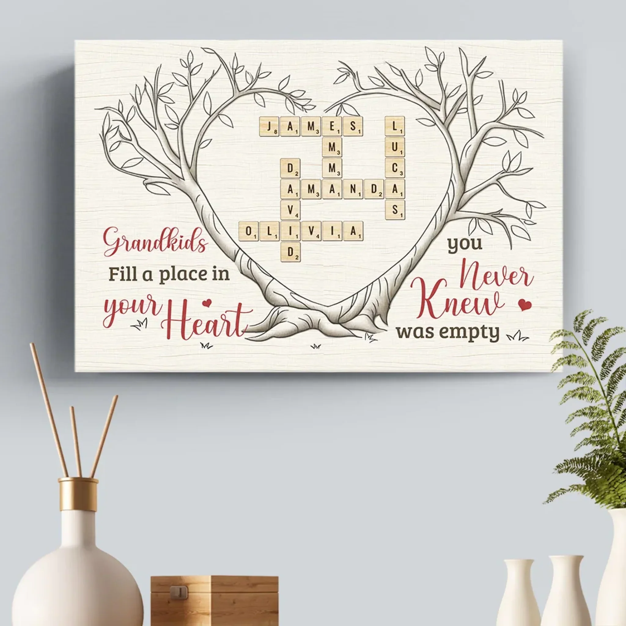 Grandkids Bring Joy To Every Corner Of Your Heart - Personalized Canvas Poster - Gift For Mom,Grandma, Mother's Day | NA94 - Image 3